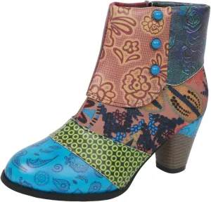 Ankle Boots for Women With Heel Womens Boots Fashion Colorblocking Chunky Heel Outdoor Casual Zipper Short Boots