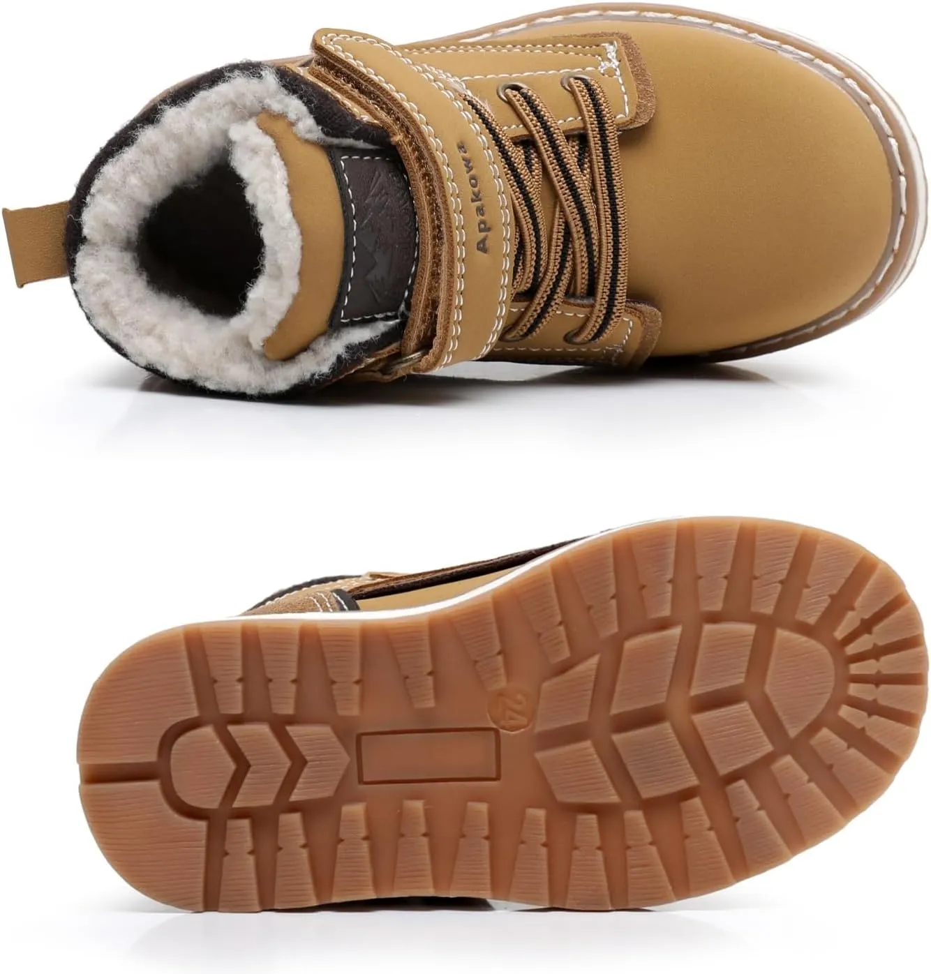 Apakowa Kids Boys Autumn Winter Boots Outdoor Comfort Ankle Work Boots (Toddler/Little Kid/Big Kid)
