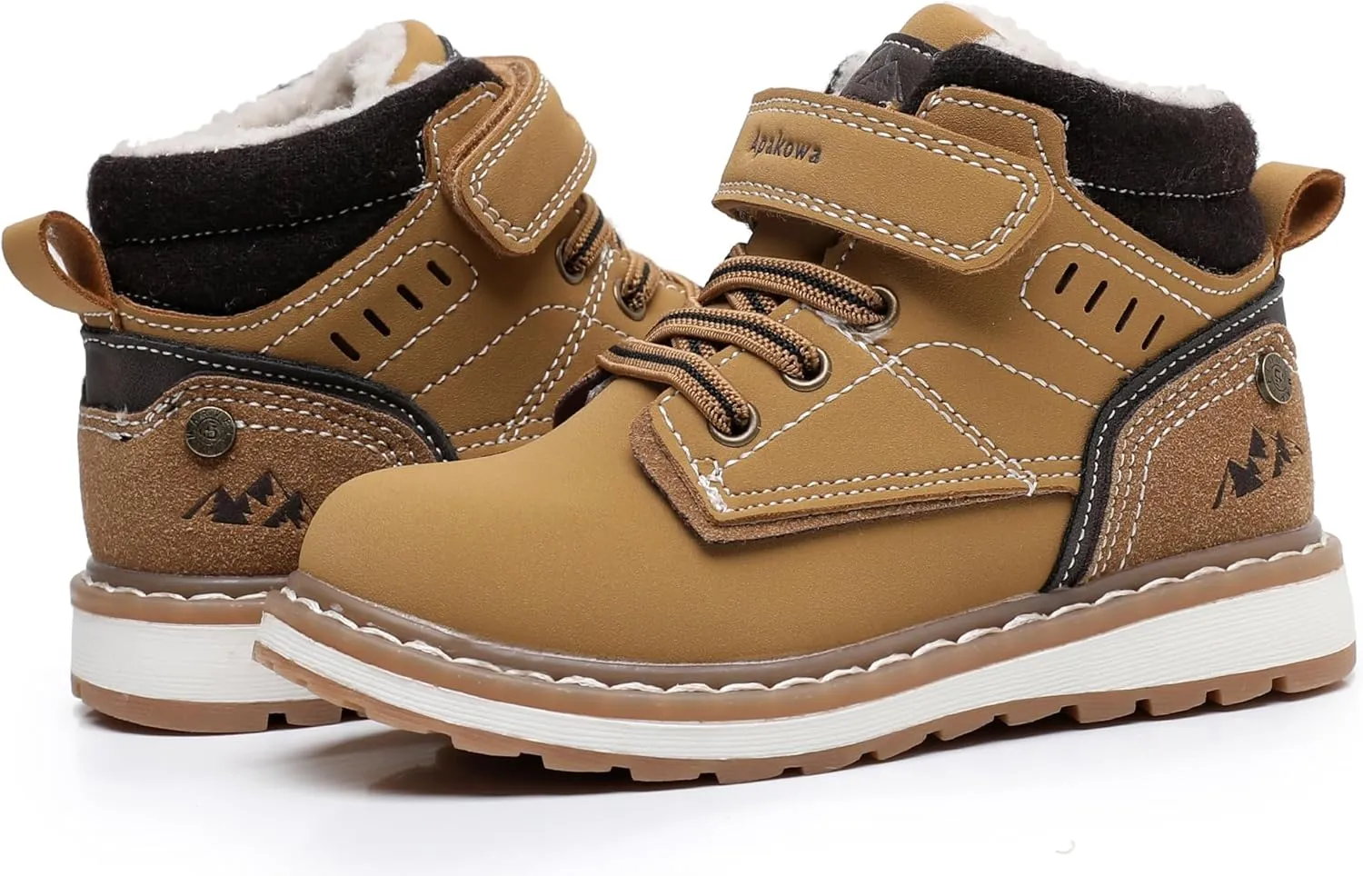 Apakowa Kids Boys Autumn Winter Boots Outdoor Comfort Ankle Work Boots (Toddler/Little Kid/Big Kid)
