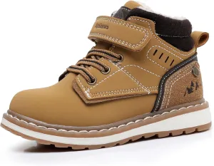 Apakowa Kids Boys Autumn Winter Boots Outdoor Comfort Ankle Work Boots (Toddler/Little Kid/Big Kid)
