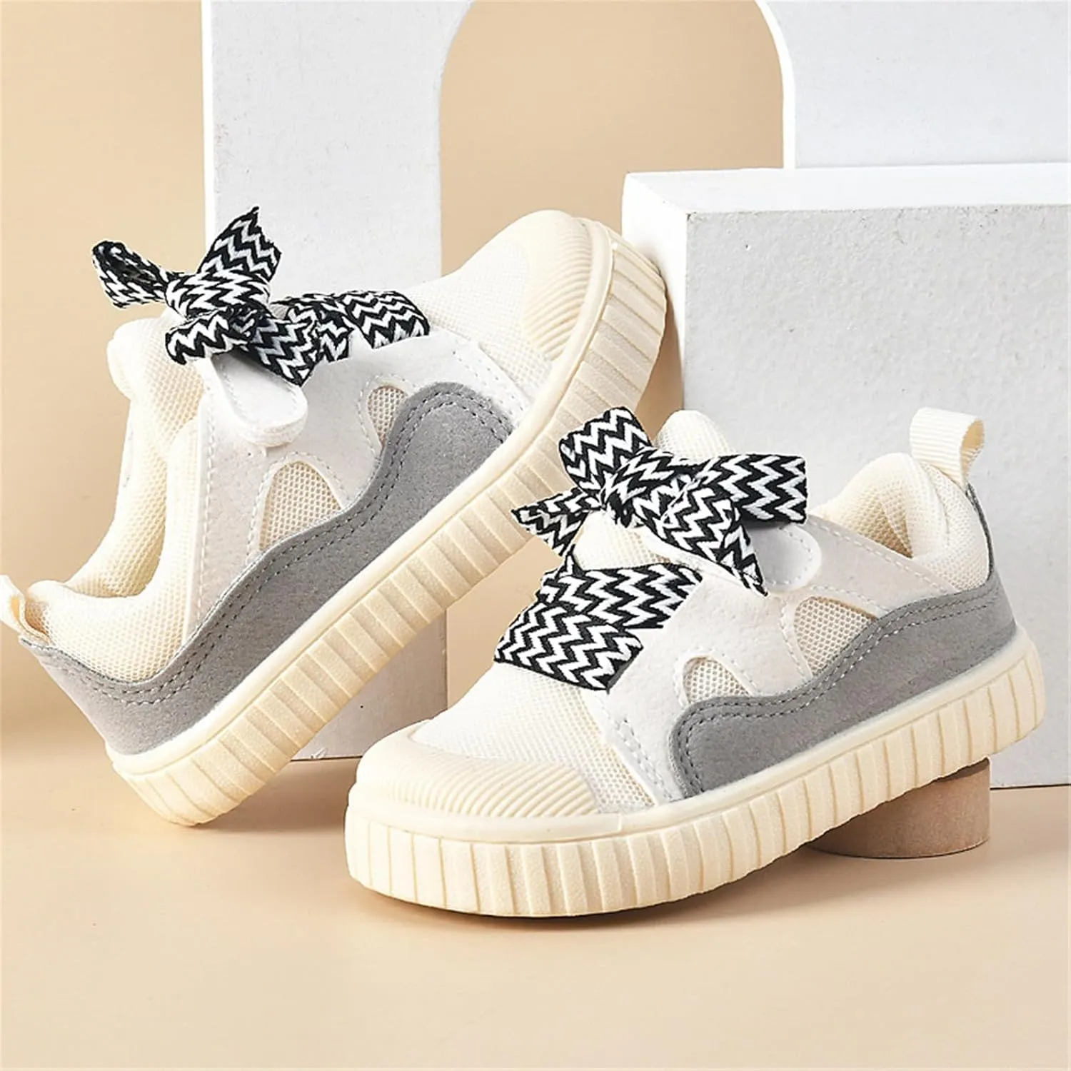 Baby Shoes with Bow Toddler Baby Girls Slip on Platform Sneaker Shoes Fashion Low-Top Tennis Sneakers