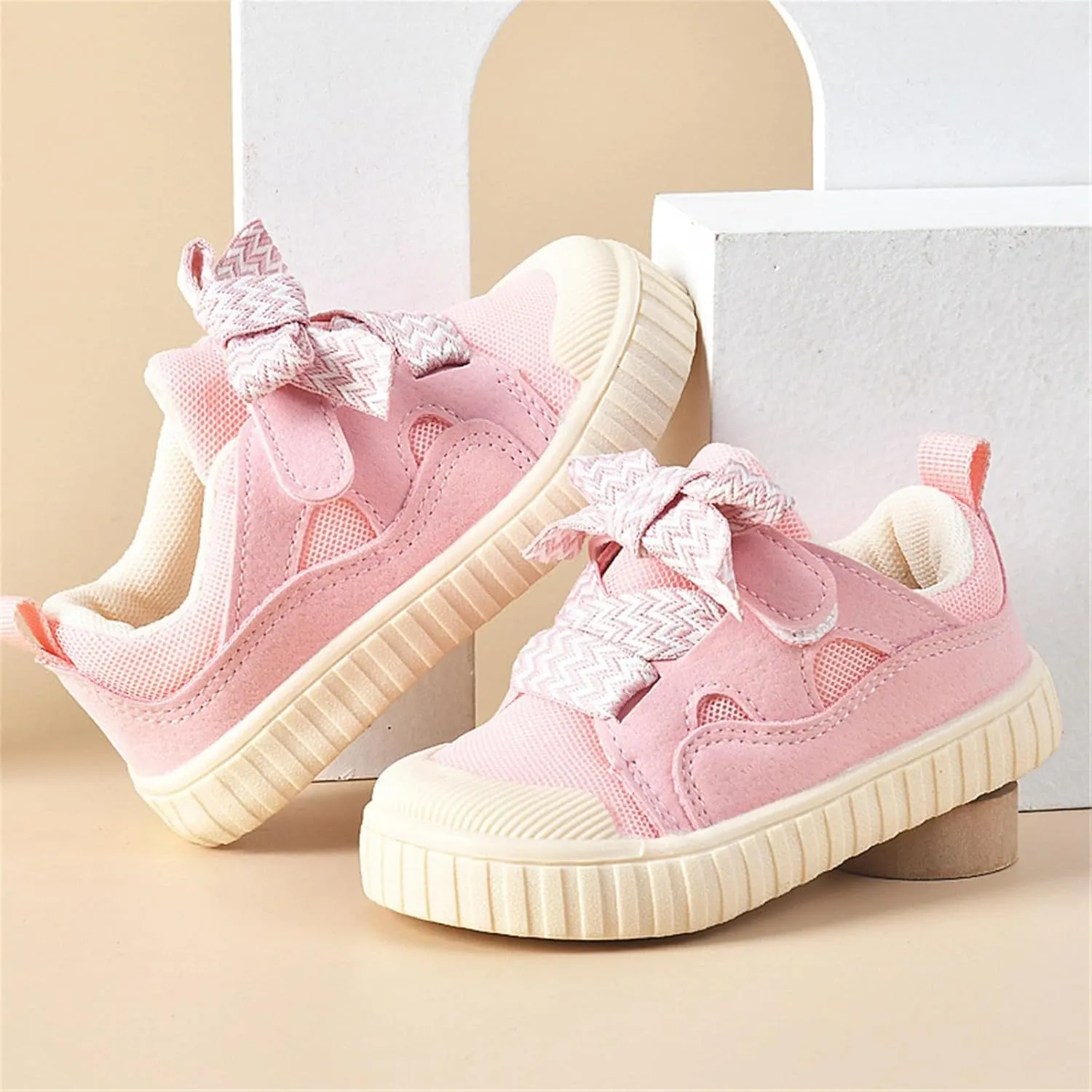 Baby Shoes with Bow Toddler Baby Girls Slip on Platform Sneaker Shoes Fashion Low-Top Tennis Sneakers