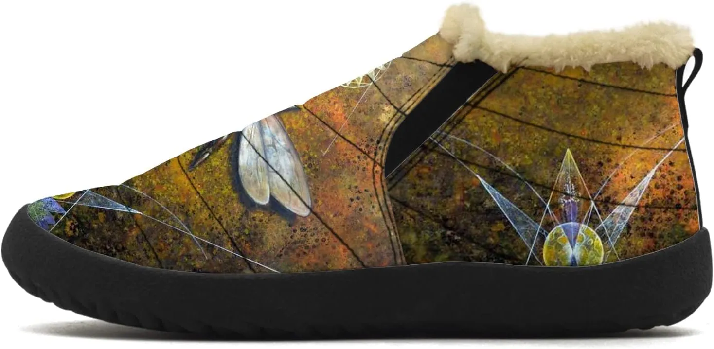 Bee Shoes for Women Men Snow Boots Winter Low Top Fashion Sneakers Slip on Ankle Booties Valentines Day Gifts