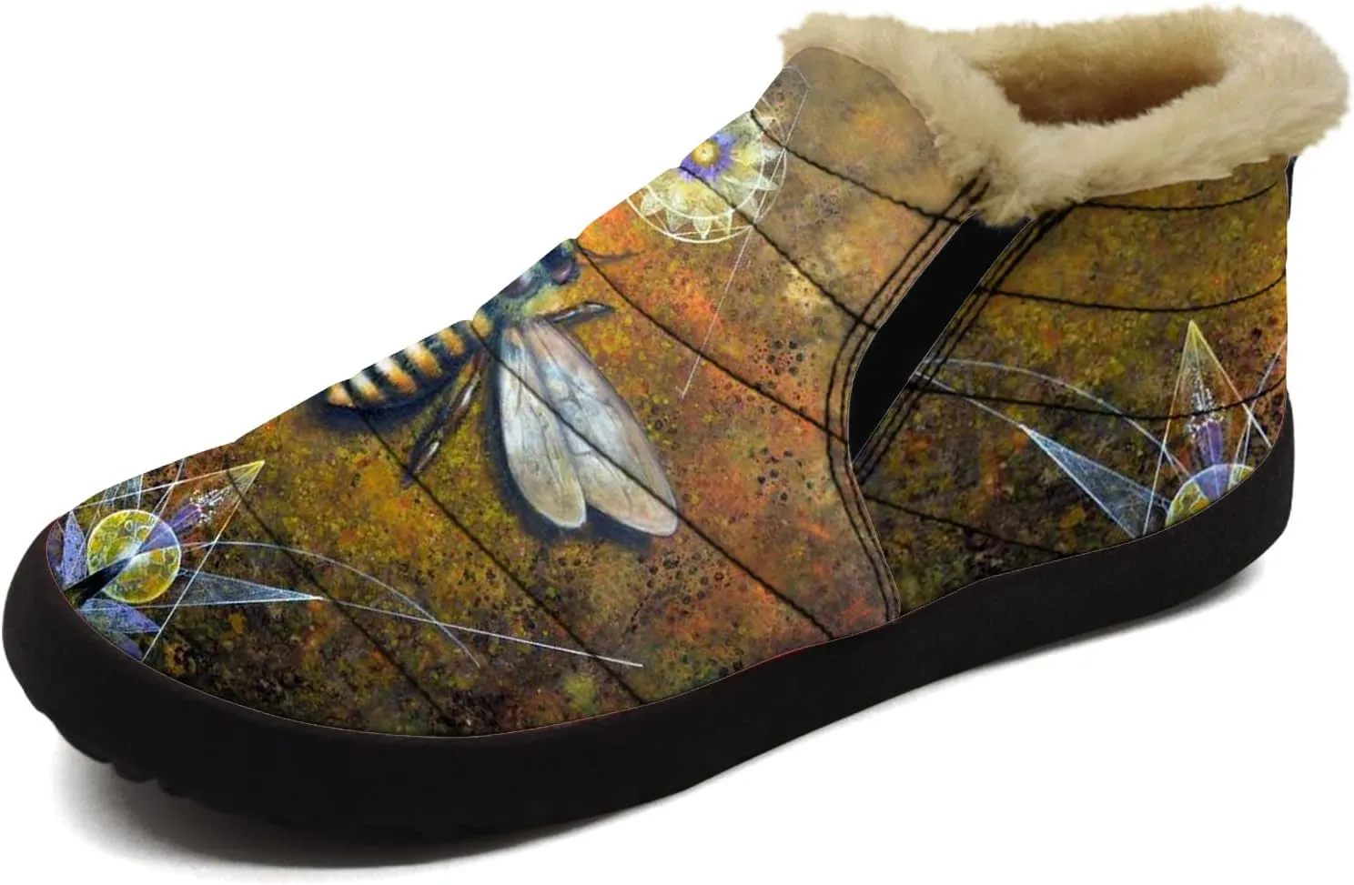 Bee Shoes for Women Men Snow Boots Winter Low Top Fashion Sneakers Slip on Ankle Booties Valentines Day Gifts