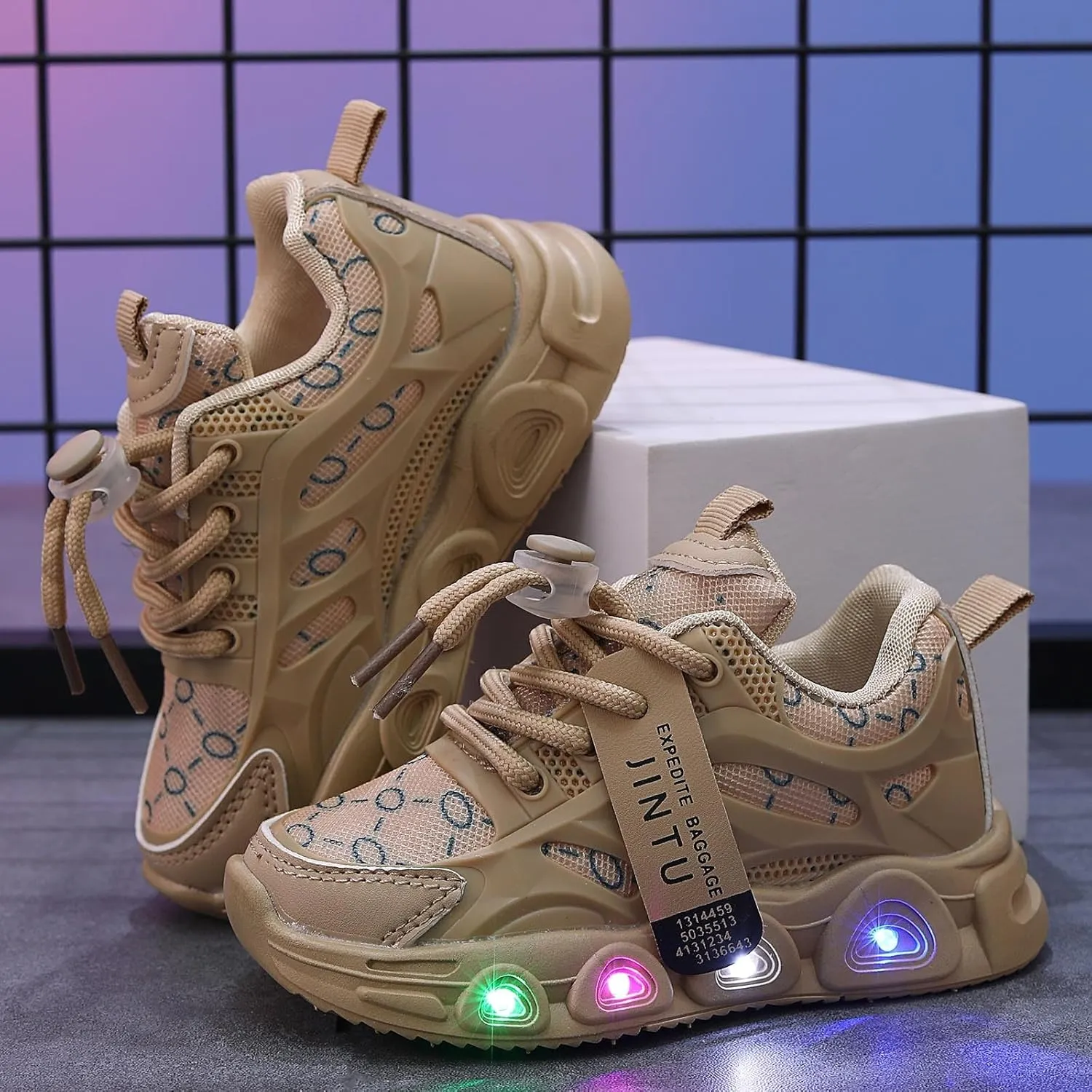 Cathalem Kids Baby Girls Shoes Sneakers LED Light Up Luminous Bowknot Sneakers Winter Warm Sneakers for Toddler 1-6Years