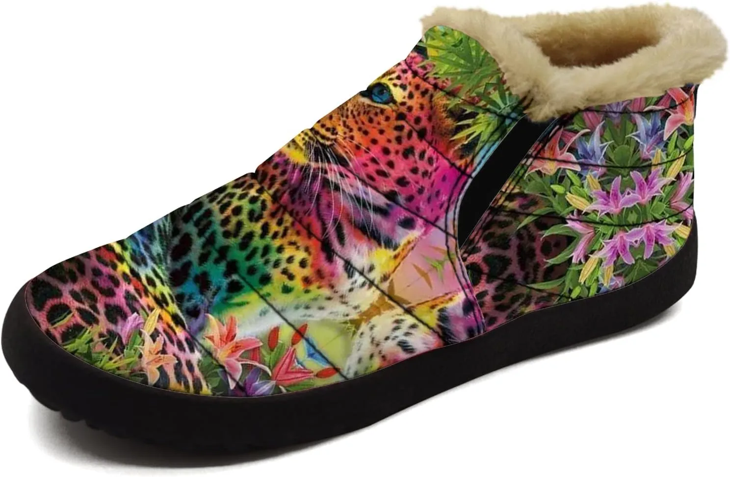 Cheetah Shoes for Women Men Snow Boots Winter Low Top Fashion Sneakers Slip on Ankle Booties Valentines Day Gifts