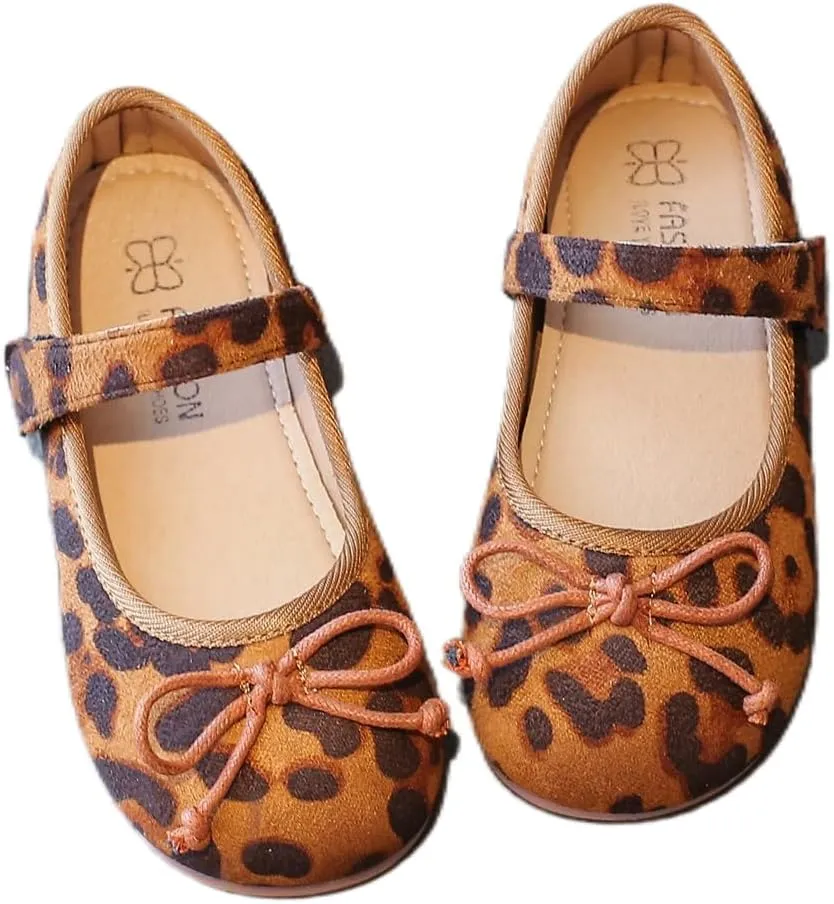 Children's Boat Shoes  Slip-On Loafers with Bow Tie and Leopard Pattern, Comfortable Closed Toe Flats for Fall 2025