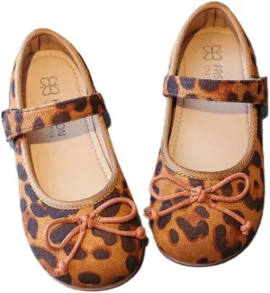 Children's Boat Shoes  Slip-On Loafers with Bow Tie and Leopard Pattern, Comfortable Closed Toe Flats for Fall 2025
