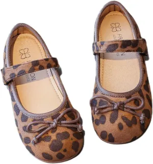 Children's Boat Shoes  Slip-On Loafers with Bow Tie and Leopard Pattern, Comfortable Closed Toe Flats for Fall 2025