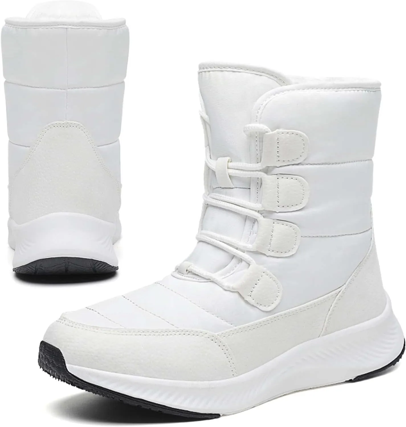 Eliogn Women's Lightweight Snow boots Waterproof Lace-up Boots Winter Warm Fur Lined Boot High Top Walking Booties