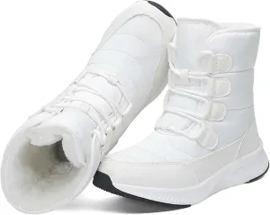 Eliogn Women's Lightweight Snow boots Waterproof Lace-up Boots Winter Warm Fur Lined Boot High Top Walking Booties