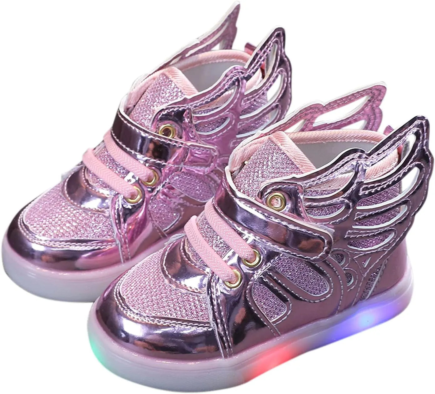 Kids Light up Shoes LED Flashing High-top 𝐖ings Sneakers Boys Girls Trainers for Christmas New Year Party Gift