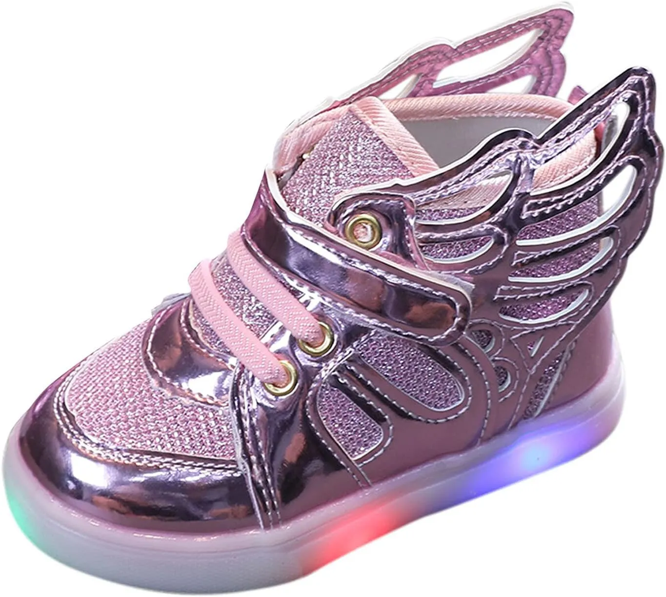 Kids Light up Shoes LED Flashing High-top 𝐖ings Sneakers Boys Girls Trainers for Christmas New Year Party Gift