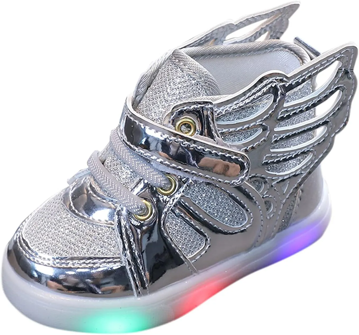 Kids Light up Shoes LED Flashing High-top 𝐖ings Sneakers Boys Girls Trainers for Christmas New Year Party Gift