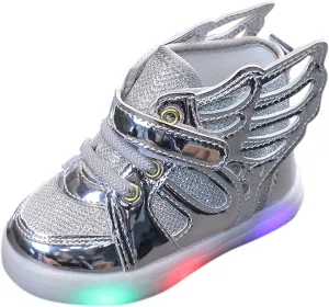 Kids Light up Shoes LED Flashing High-top 𝐖ings Sneakers Boys Girls Trainers for Christmas New Year Party Gift