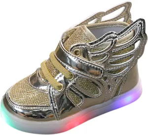 Kids Light up Shoes LED Flashing High-top 𝐖ings Sneakers Boys Girls Trainers for Christmas New Year Party Gift
