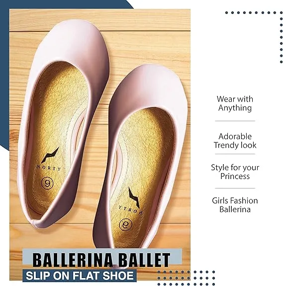 Norty Toddler Girl Fashion Ballerina Ballet Slip-on Flat Shoe - Runs One Size Small