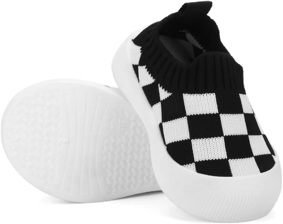 QIETION Baby First-Walking Shoes Trainers Toddler Infant Boys Girls Soft Sole Non Slip Cotton Canvas Mesh Breathable Lightweight TPR Material Slip-on Sneakers Outdoor