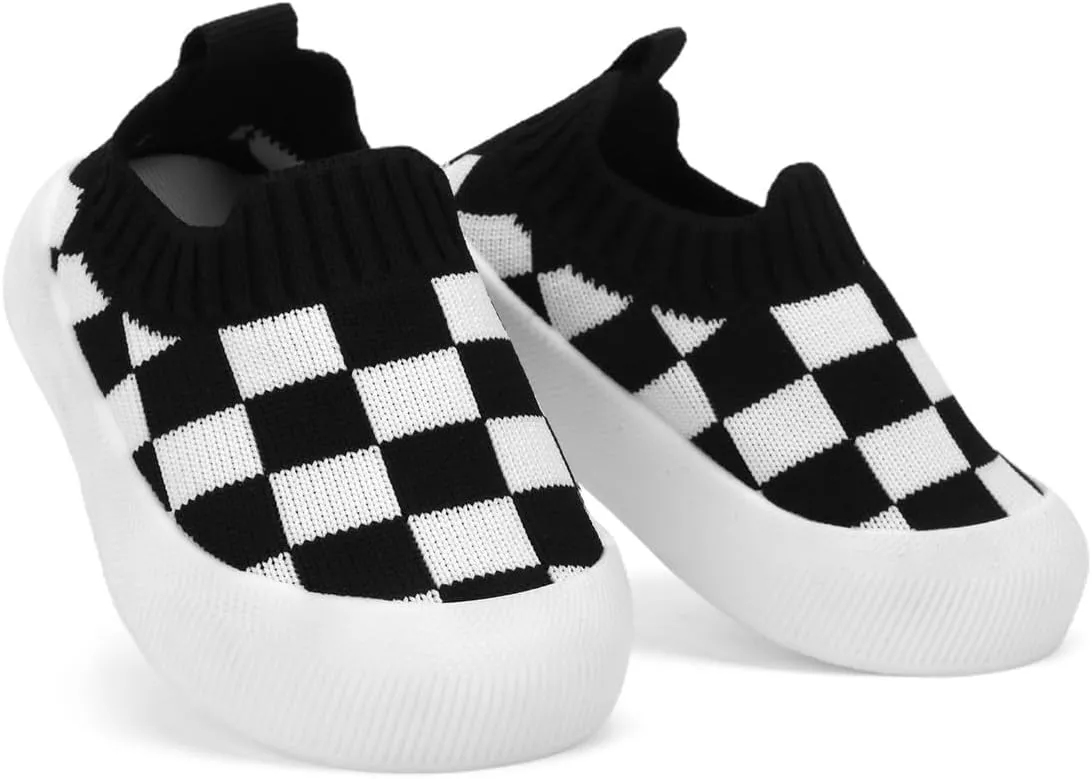 QIETION Baby First-Walking Shoes Trainers Toddler Infant Boys Girls Soft Sole Non Slip Cotton Canvas Mesh Breathable Lightweight TPR Material Slip-on Sneakers Outdoor