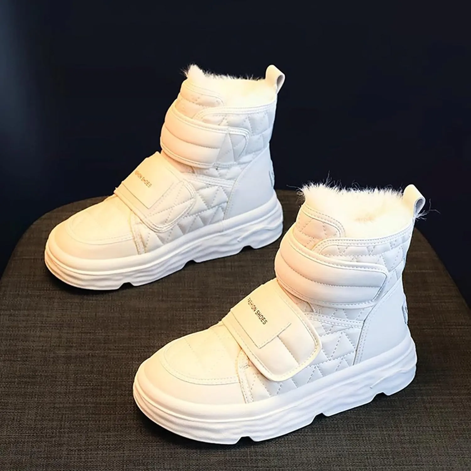 Womens Snow Boots Wide Calf Platform Boots Non Slip Womens Winter Low Top Ankle Shoes